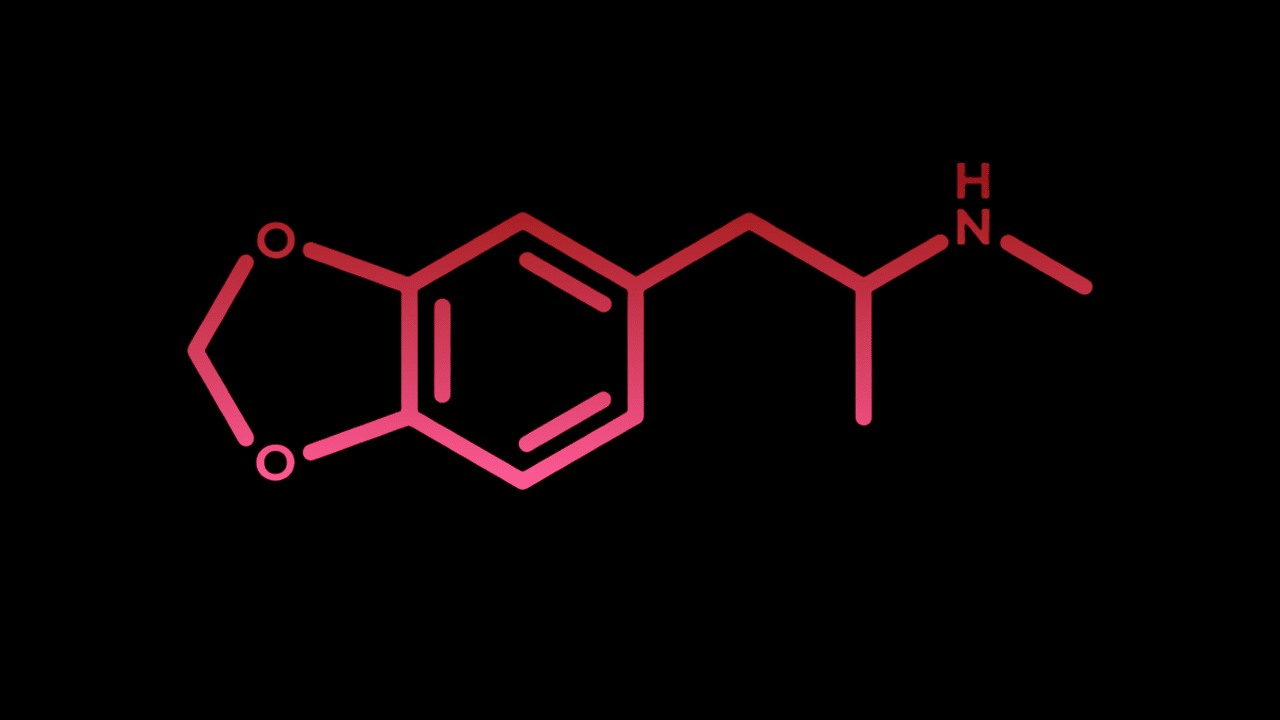 MDMA molecuul rood -Dinsdagdip na een MDMA sessie