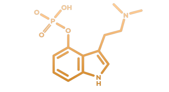 Psilocybine molecuul oranje bruin -Therapie met psychedelica